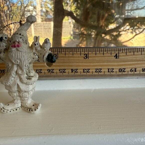 Vintage Pam Schifferl Winter White Santa with Woodland Animals Christmas Ornamen - Picture 8 of 9